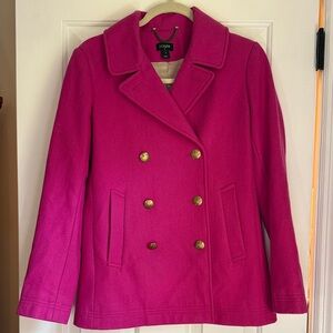 J. Crew Women's Fuchsia Peacoat with Gold Buttons